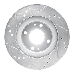 Mitsubishi I-MIEV Brake Rotor (1) - Front Right - R1 Concepts - Drilled & Slotted - Silver - `12-`17